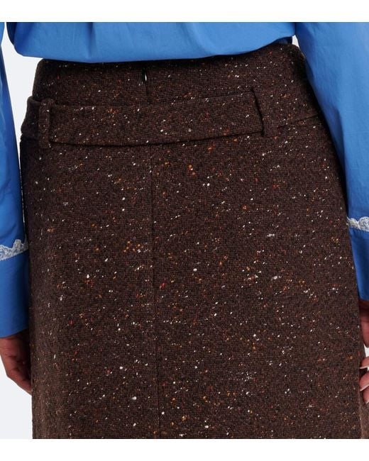 ShuShu/Tong Brown Belted Wool-Blend Miniskirt