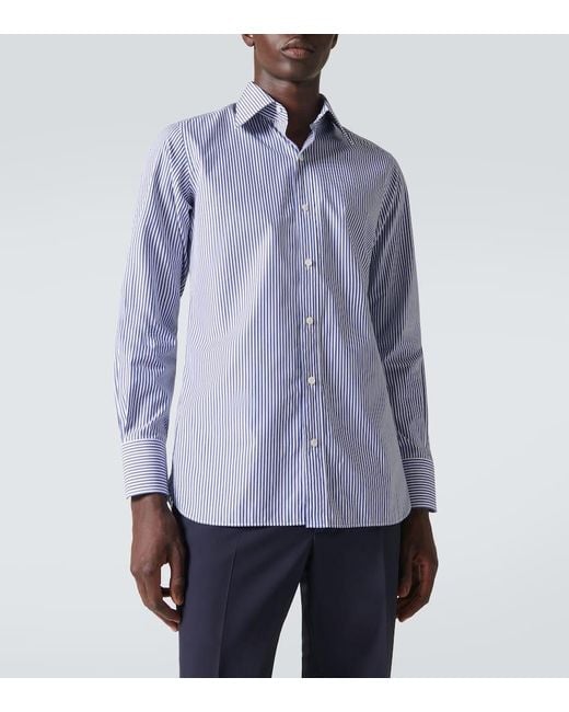 Camisa En Mezcla De Algodon A Rayas Tom Ford de hombre de color Blue