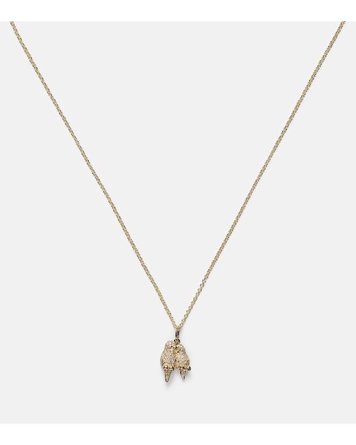 Sydney Evan Metallic Lovebirds 14Kt Necklace With Diamonds