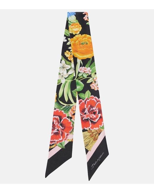 Foulard En Soie A Fleurs Dolce & Gabbana en coloris White
