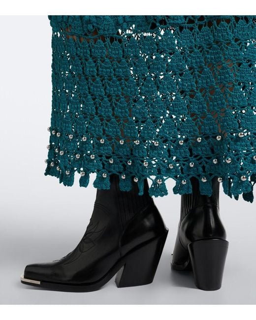 Rabanne Black Leather Cowboy Boots