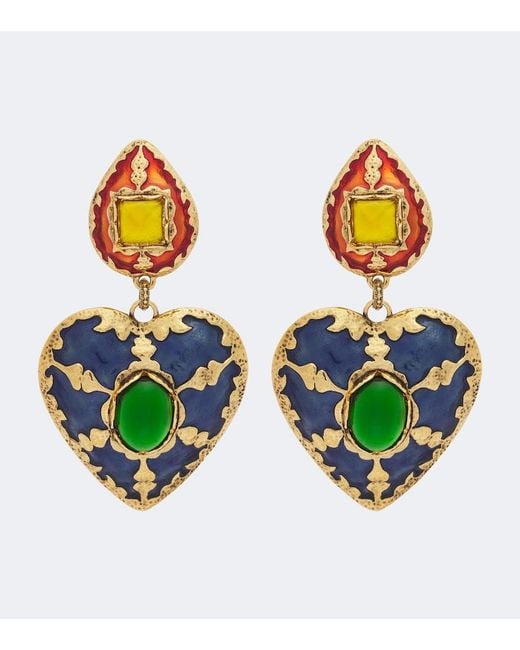 Saint Laurent Metallic Embellished Clip-On Earrings