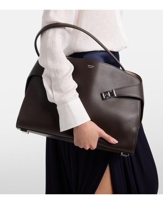 Ferragamo Black Hug Soft Medium Leather Shoulder Bag