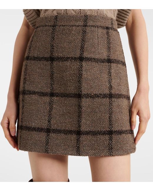 Patou Green Checked Wool-Blend Tweed Miniskirt