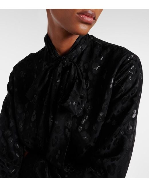 Versace Black Jacquard Satin Blouse