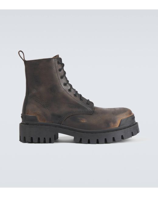 Balenciaga Strike Leather Boots in Black for Men Lyst UK