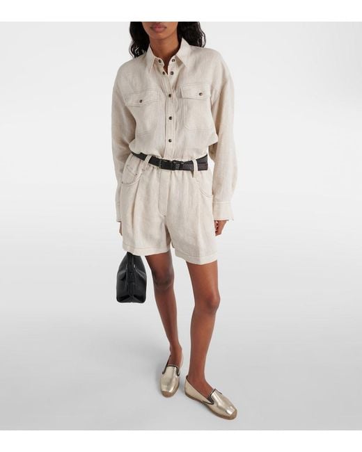 Brunello Cucinelli Natural Oversized Linen Shirt