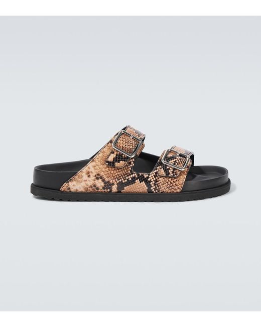 Birkenstock Brown Arizona Snake-Effect Leather Sandals for men