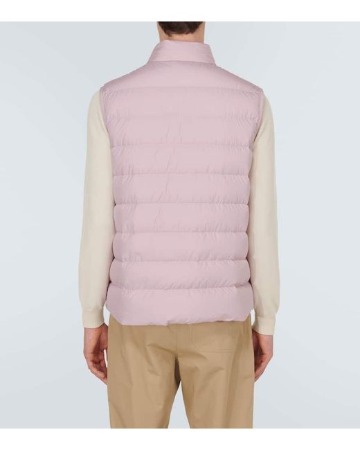 Moncler Pink Lechtal Down-paneled Leather-trimmed Vest for men