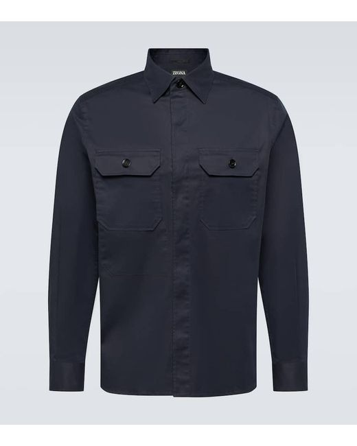 Zegna Blue Cotton-blend Overshirt for men