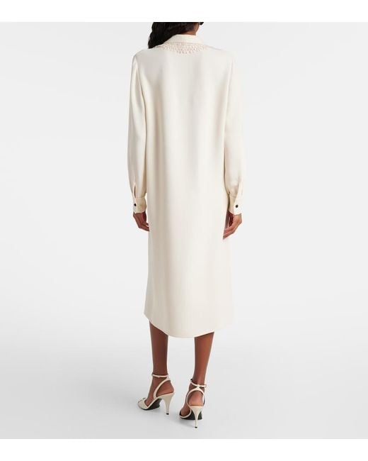 Valentino Natural Cady Couture Lace-Trimmed Midi Dress