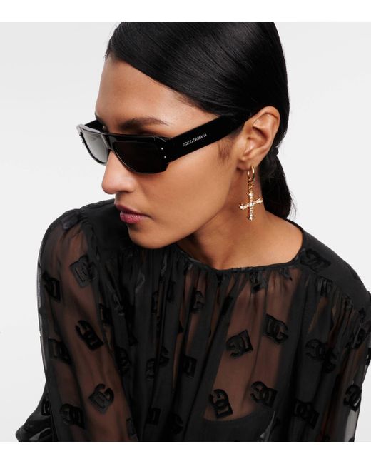 Dolce & Gabbana Gray Rectangular Sunglasses