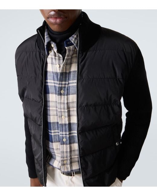 Herno Black Wool-Trimmed Down Jacket for men