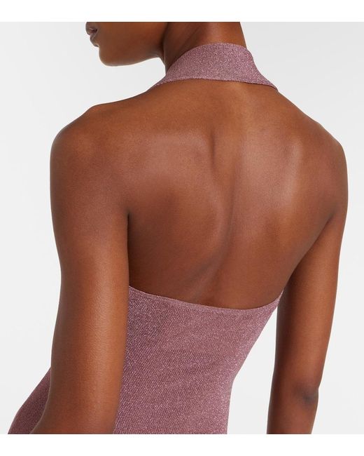 AYA MUSE Purple Knitted Lame Maxi Dress