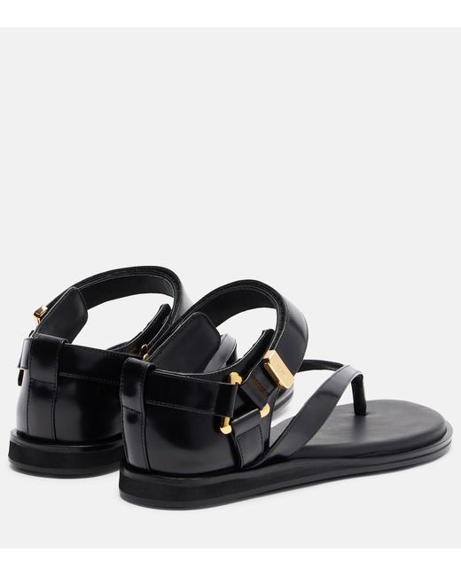 Sacai Black Leather Thong Sandals