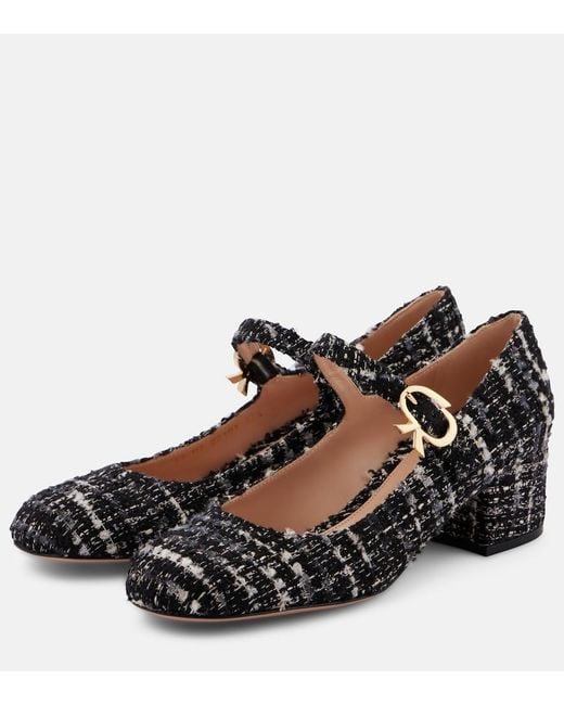 Gianvito Rossi Black Mary Ribbon 45 Boucle Mary Jane Pumps
