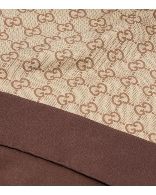 Panuelo De Sarga De Seda Con Gg Gucci de color Brown