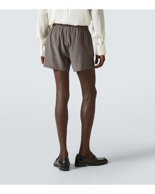 Saint Laurent Gray Silk Boxer Briefs for men