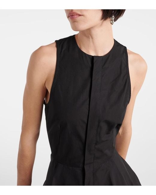 AMI Black Godet Cotton Poplin Shirt Dress