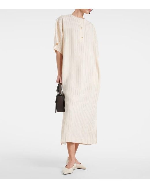 Totême White Pinstriped Midi Shirt Dress