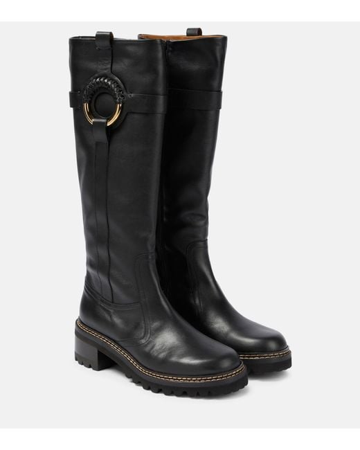 See By Chloé Hana Leather Knee-high Boots in Black | Lyst