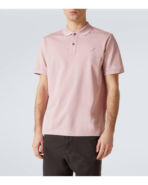 Prada Polohemd Aus Baumwoll-Pique in Pink für Herren