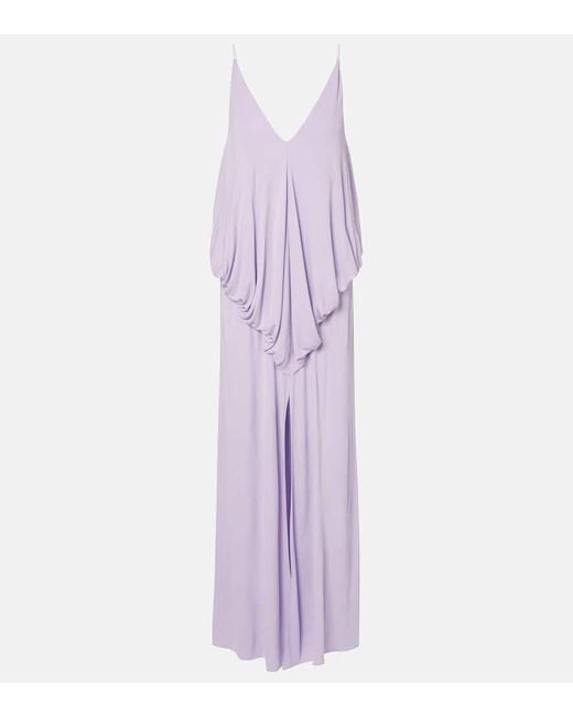 Loewe Purple Draped Crepe Jersey Maxi Dress
