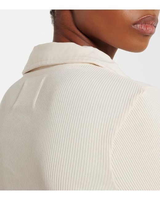 Citizens of Humanity Natural Brea Ribbed-Knit Jersey Polo Shirt