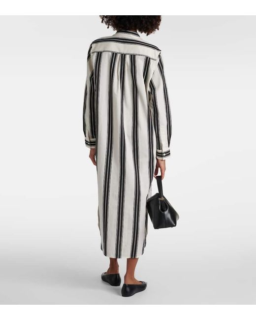 Totême  White Jacquard Striped Cotton-blend Shirt Dress