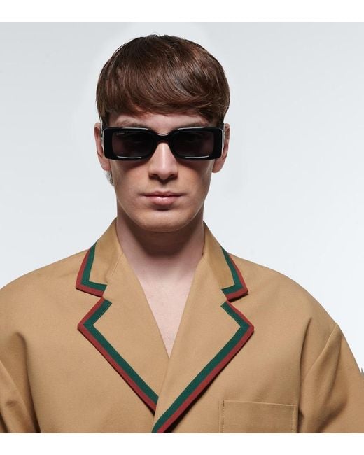 Occhiali Da Sole Rettangolari Con Logo di Gucci in Blue da Uomo