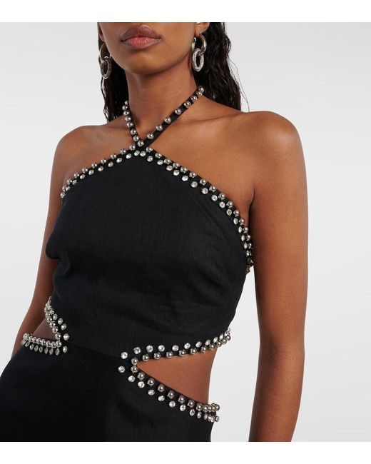 Jonathan Simkhai Black Bellina Cutout Linen-blend Maxi Dress