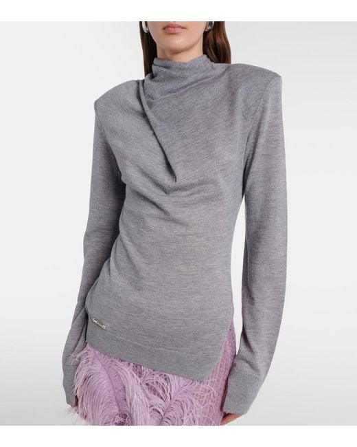 The Attico Gray Virgin Wool Turtleneck Sweater