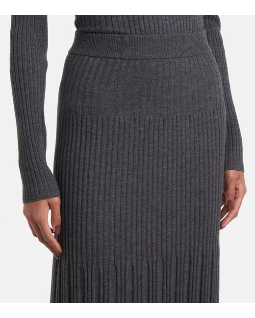 Joseph Black Merino Ribbed-Knit Wool Maxi Skirt