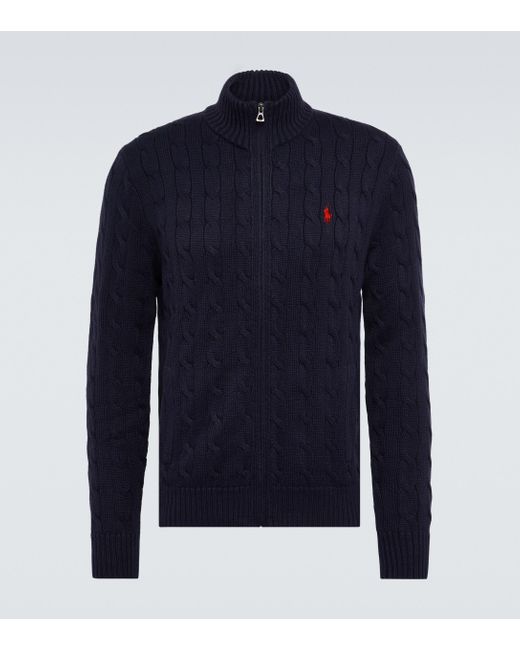 Polo Ralph Lauren Blue Cable-knit Cotton Zip-up Sweater for men