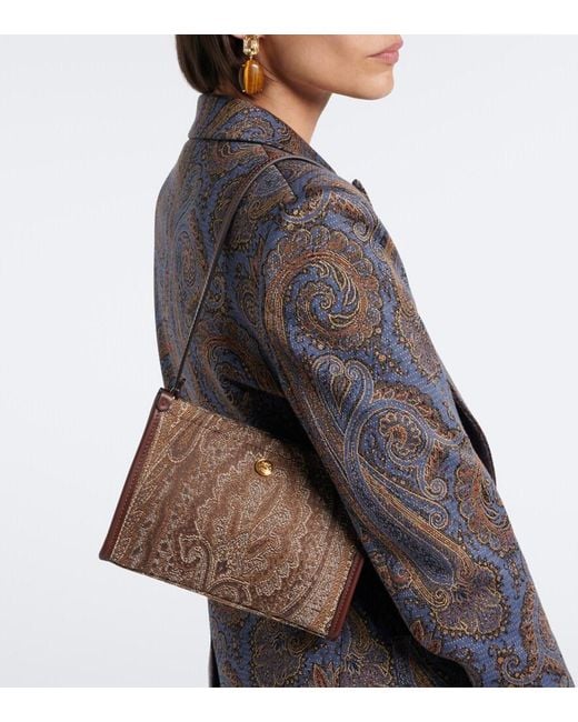 Etro Brown Arnica Small Coated Canvas Top Handle Bag