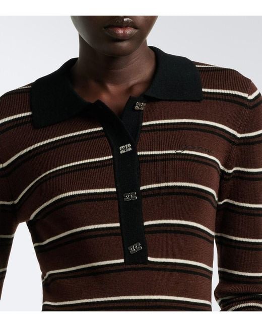 Ganni Black Striped Wool Polo Sweater