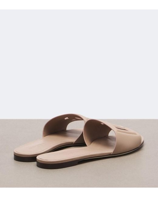 Dolce & Gabbana Pink Dg Leather Slides