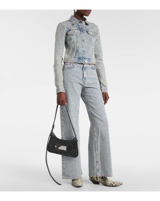 Acne Gray Monogram High-rise Wide-leg Jeans