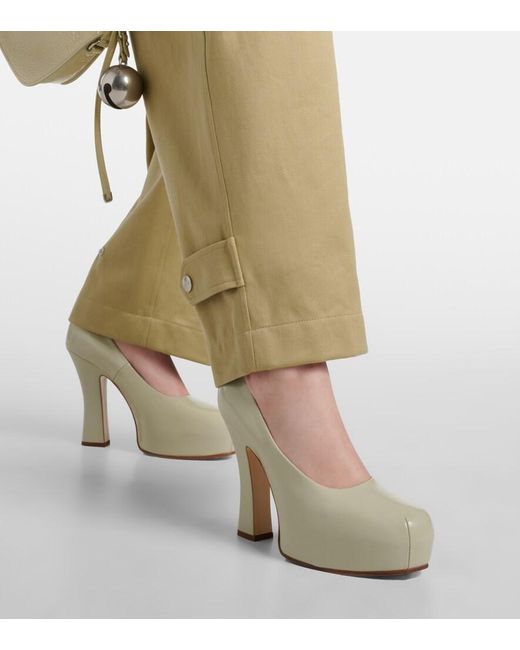 Burberry Green 130 Leather Platform Pumps