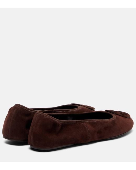 Tory Burch Brown Reva Suede Ballet Flats