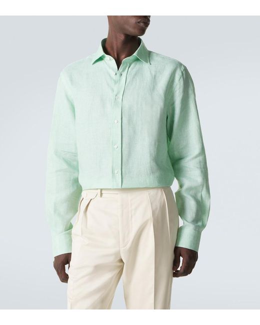 Ralph Lauren Green Checked Linen Shirt for men