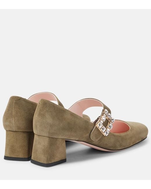 Roger Vivier Natural Tres Vivier 45 Suede Pumps