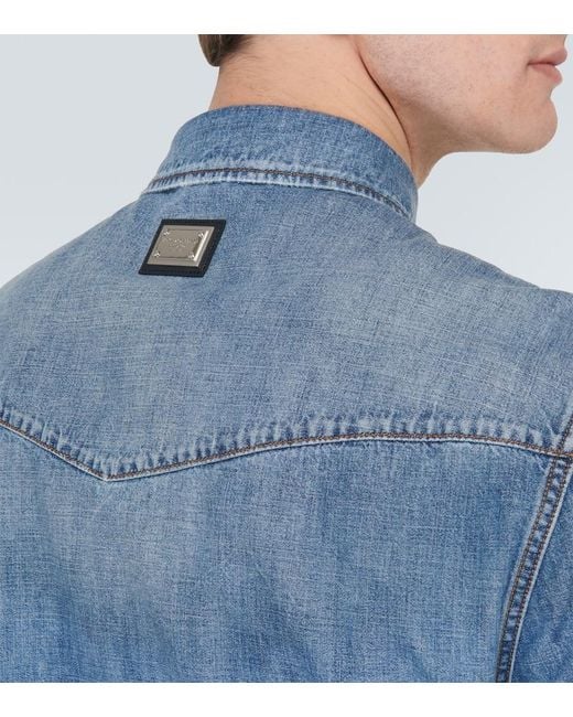 Dolce & Gabbana Blue Denim Shirt for men