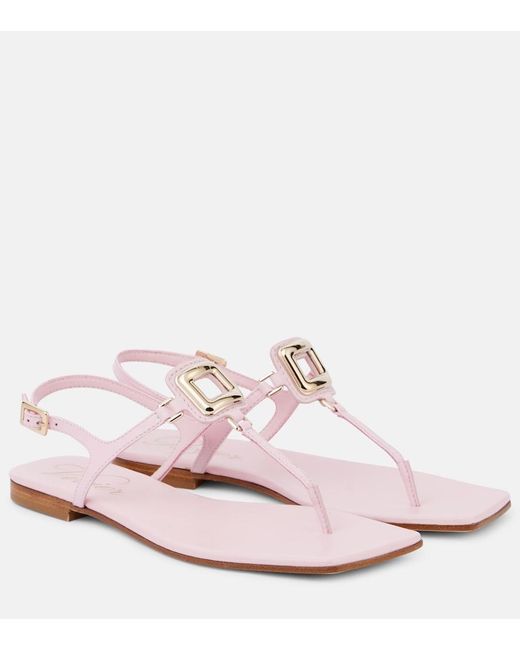 Roger Vivier Pink Viv' By The Sea Leather Thong Sandals