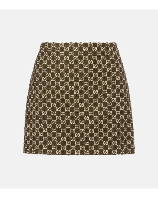 Gucci Natural Gg Cotton-Blend Boucle Mini Skirt