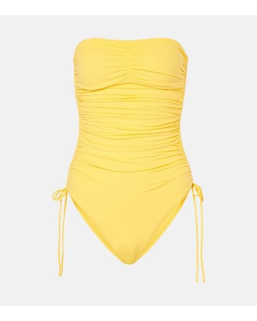 Melissa Odabash Yellow Sydney Ruched Strapless Swimsuit