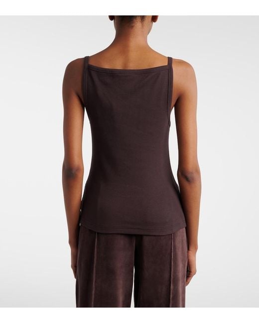 Courreges Black Ribbed-Knit Cotton Tank Top