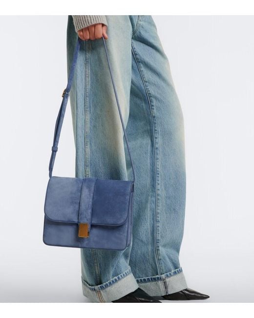 Khaite Blue Blake Suede Crossbody Bag