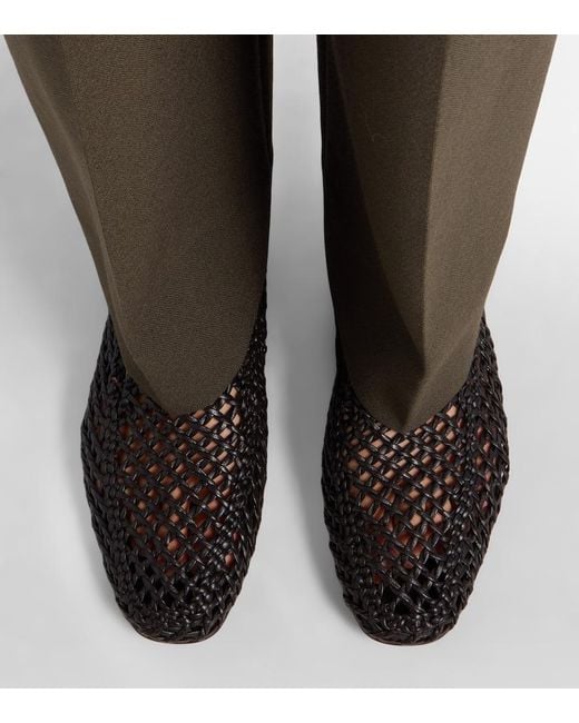 Le Monde Beryl Black Soft Woven Leather Slip-On Shoes