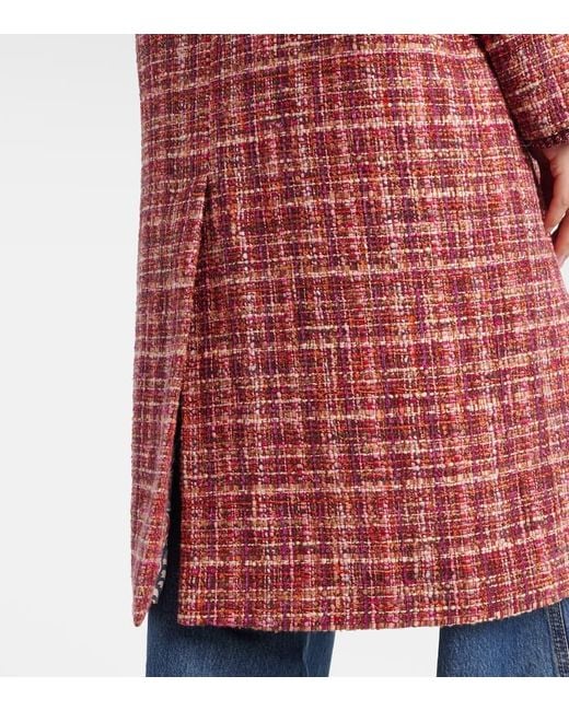 Etro Red Checked Cotton And Wool-Blend Coat